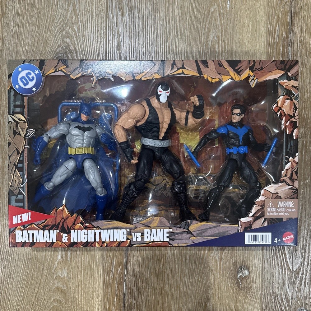 NEW SEALED Mattel DC Premier Batman & Nightwing vs. Bane 3-Pack Action Figure