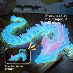 3D Printed Luminous Dragon Glow in Dark Articulated Desk Decor Kids Gift