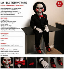 Saw Billy Puppet Figure 65 cm | Life Size Hand Dressed Suit | Horror Collectible