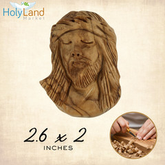 Jesus Christ with Crown of Thorns – Agony Magnet -Olive wood (2.75 inches – 7cm)