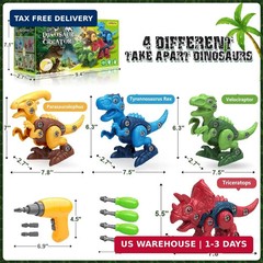 Dinosaur Toys for 3, 4, 5, 6, 7 Year Old Boys, Take Apart Toys with Electric Dri