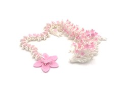 3D Printed Articulating Cherry Blossom Dragon 24 inches Pink and White