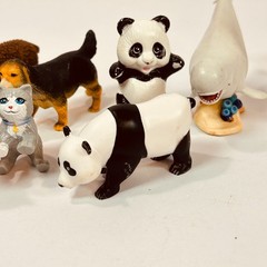 Lot of 10 Mixed Animal Figures Bear Panda Cat Whale Lion Rooster Duck