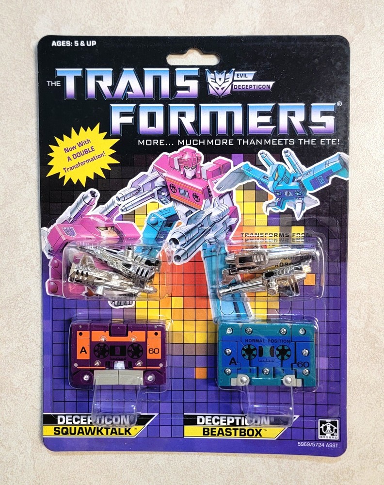 TRANSFORMERS G1 BEASTBOX & SQUAWKTALK IN US MOSC! DECEPTICON SOUNDWAVE CASSETTES