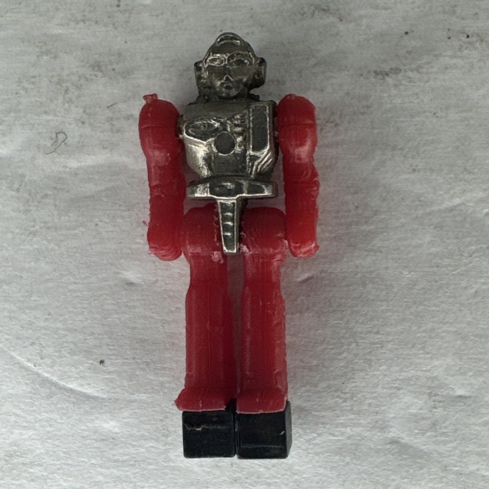 Vintage 1980s Diaclone 1″ Red Driver Silver Chrome Chest Mini Figure Takara