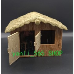 Action Figure DIY 1/18 Scale Small Wooden House Scene Props Model Fit 3.75”