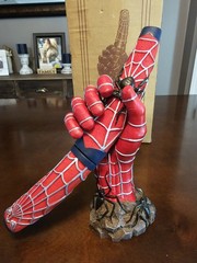 Rare Spider’s Fury Spiderman 7” Fixed blade knife Hand Bust Stand Hand Painted