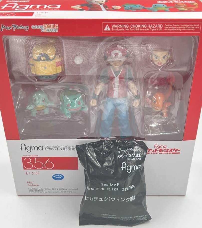 Max Factory figma Pokemon Red Trainer Action Figure No.356 W/Bonus JP