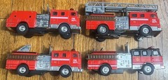 Lot of Four Shing Fat Ltd Fire Trucks Pre-Owned *Read Description*