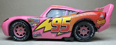 Disney Pixar Cars Hot Pink Lightning McQueen Diecast 1:55 FC Rust-Eze Piston Cup