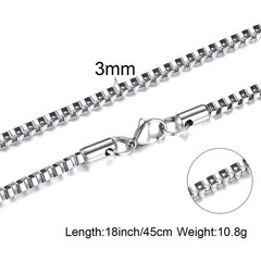 1/2/3MM Thin Chain Necklace for Men,Stainless Steel Square Box Chain Link