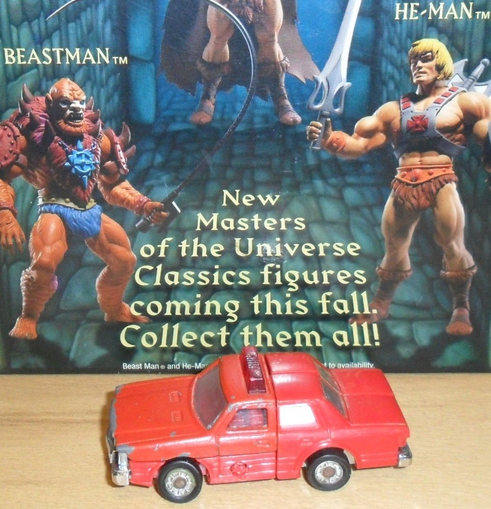 Vintage GoBots Glasslite Brazil Mutante Mega Man Fire Chief Red Car Hans-Cuff