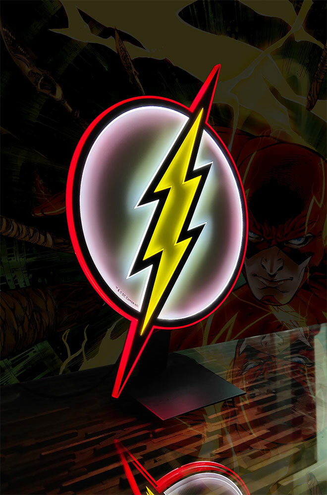 THE FLASH DC LOGO LIGHT Large LED 23″ Store Display Comic Sign BRANDLITE
