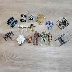 Star Wars Toy Lot Action Figures Ships Vehicles Millennium Falcon Boba Fett Chew