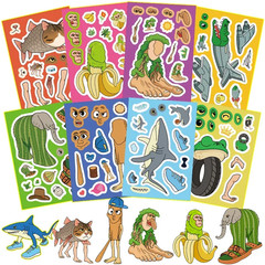 1-6Set Italian Brainrot Sticker Tung Tung Sahur Telalaero Telala Shark Fun Stick