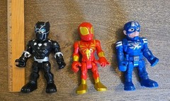 Hasbro Playskool Heroes Captain America, Black Panther, Red Gold Spiderman See