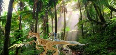 Jurassic Park World Mattel Velociraptor Dinosaur Toy Figure Diorama Backdrop #2