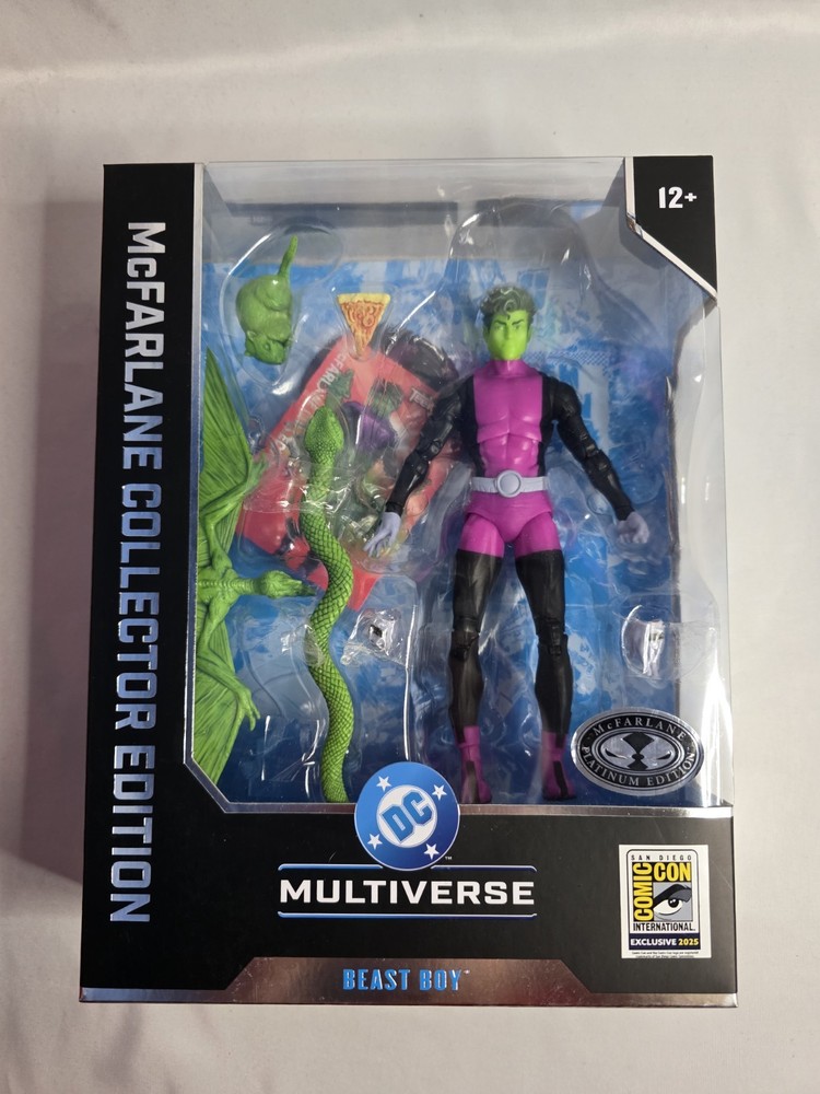 SDCC 2025 McFarlane DC Beast Boy Chase Platinum Figure UCC Exclusive Open Box