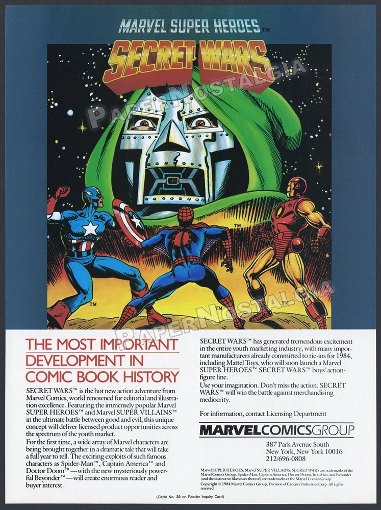 MARVEL SUPER HEROES SECRET WARS – Orig. 1984 Trade AD/ ADVERT – Dr Doom – Mattel