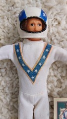 Original EVEL KNIEVEL FIGURES ORIGINAL HELMETS JUMPSUITS SCORE & PANINI CARDS
