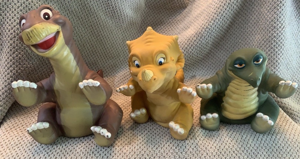 1988 Land Before Time Pizza Hut Hand Puppets (set of 3) Littlefoot, Spike & Cera