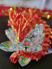 Red Orange 3D Printed Articulated Dragon Fidget Toy Flexible Full Articulated