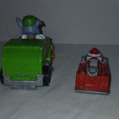 Paw Patrol Set of 2 Rocky Recycling Truck(4″) Marshall Firetruck(Diecast 2″ish)