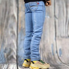 1:6 Scale Distressed Classic Jeans & Belt Model For 12” Male Action Figure Body