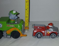 Paw Patrol Set of 2 Rocky Recycling Truck(4″) Marshall Firetruck(Diecast 2″ish)