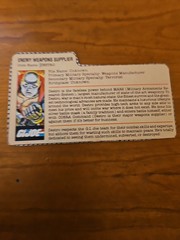 1983 Hasbro G.I. Joe Weapons Supplier DESTRO File Card