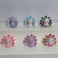 Tu Shan Jiu Wei Hu 9 Nine-Tailed Fox Lot of 6 Six Mini Figures Foxes Pink Purple