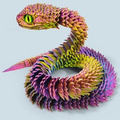 30/60cm 3D Printed Snake Action Figures Articulated Movable Joint Simulation.
