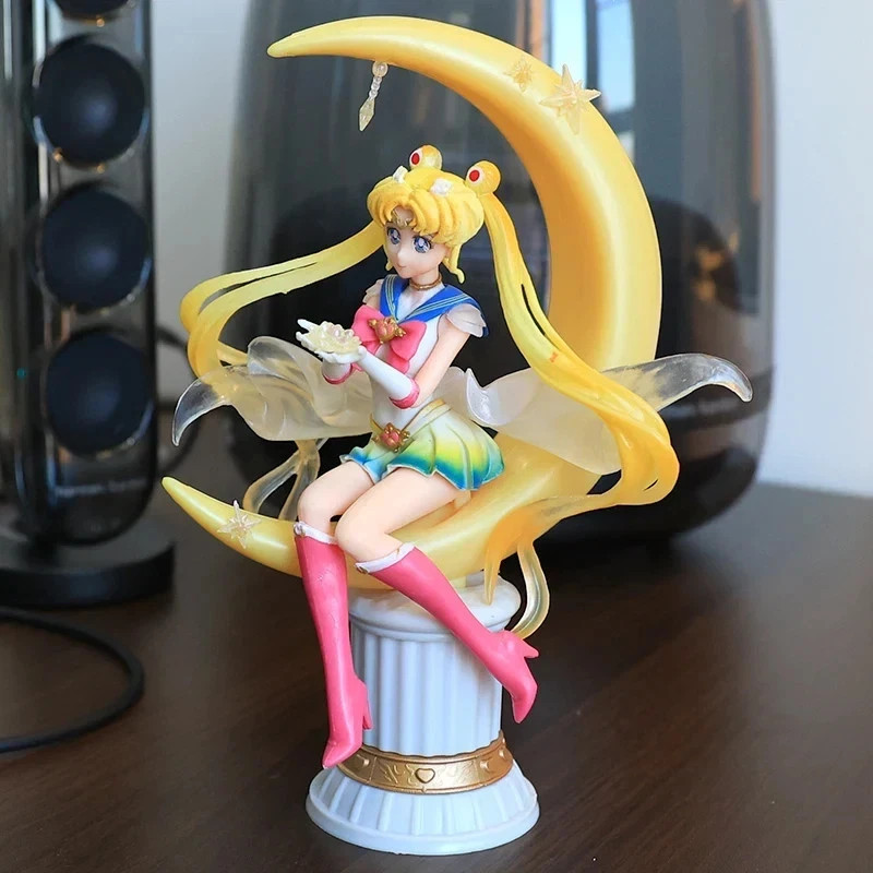 Sailor Moon Figure Sitting on Crescent Moon 20cm Anime Collectible Gift