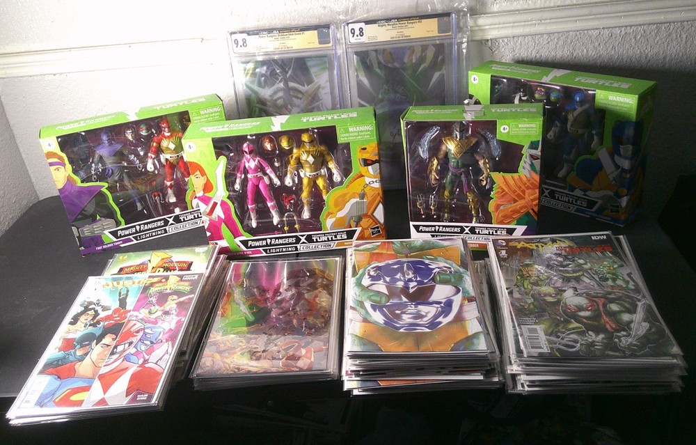 JASON DAVID FRANK SIGNED COMICS & Power Rangers X TMNT Figures Full Set Bundle