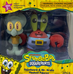 Full Set of 8 SpongeBob SquarePants Flocked Figures Sandy Gary Patrick Plankton+