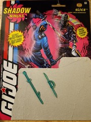 GI Joe Shadow Ninjas Slice 1994 Color Change Figure- Weapons & Card Back 3.75″