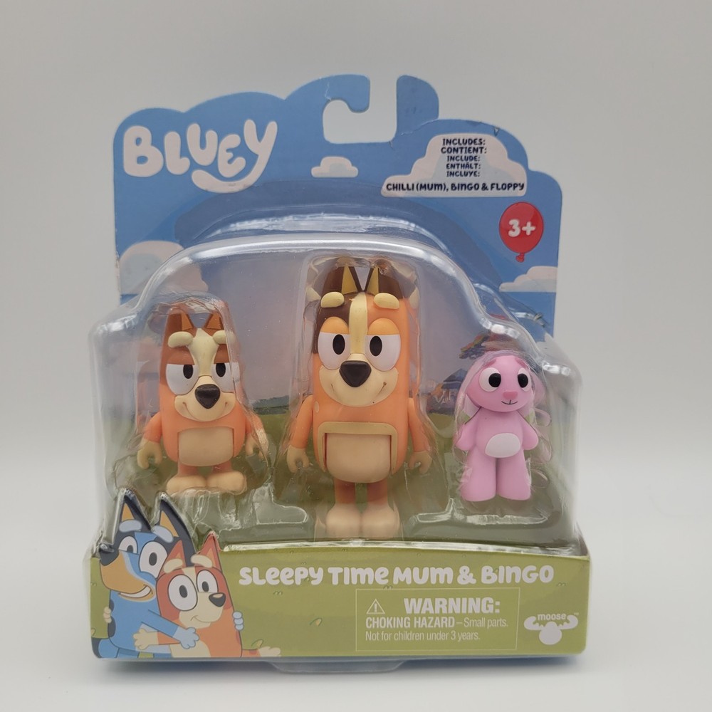 Bluey Figure Set Sleepy Time Mum And Bingo Floppy 2.5″ New In Package