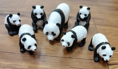 Eric Carle EC PVC 3” Panda Bear Figure Cake Topper, 6 Safari LTD Pandas Lot