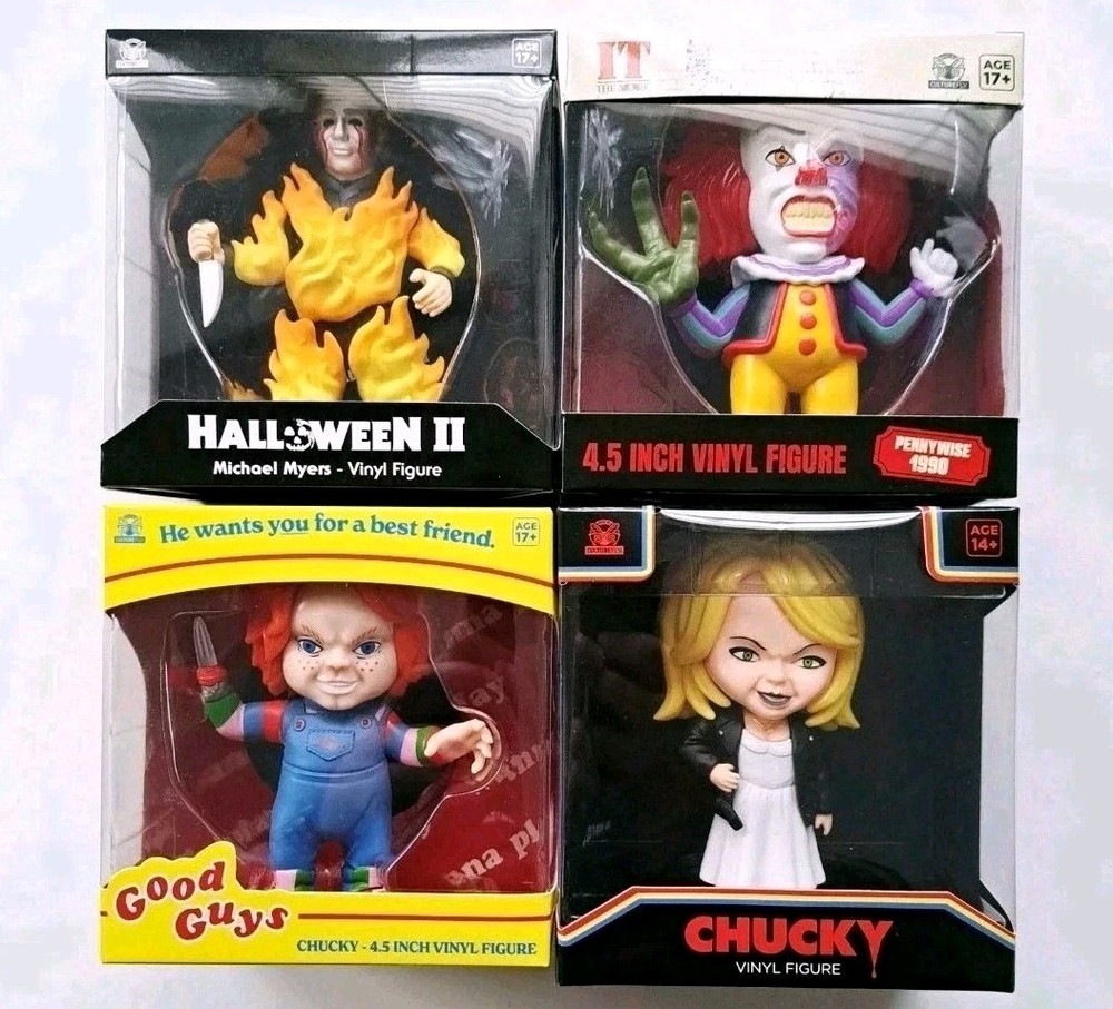 Culturefly Horror Icons Lot – Chucky, Halloween, IT 4.5″ vinyl figures Rare NIB