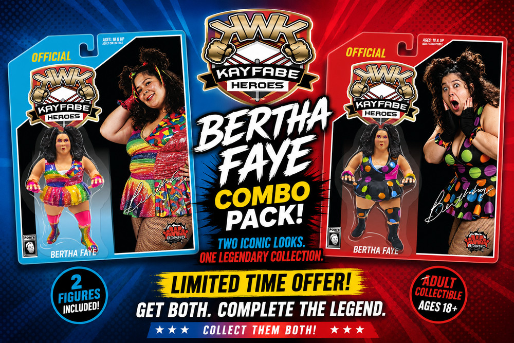 Pre-Order KWK Kayfabe Heroes Combo Deal Red & Blue Card Bertha Faye