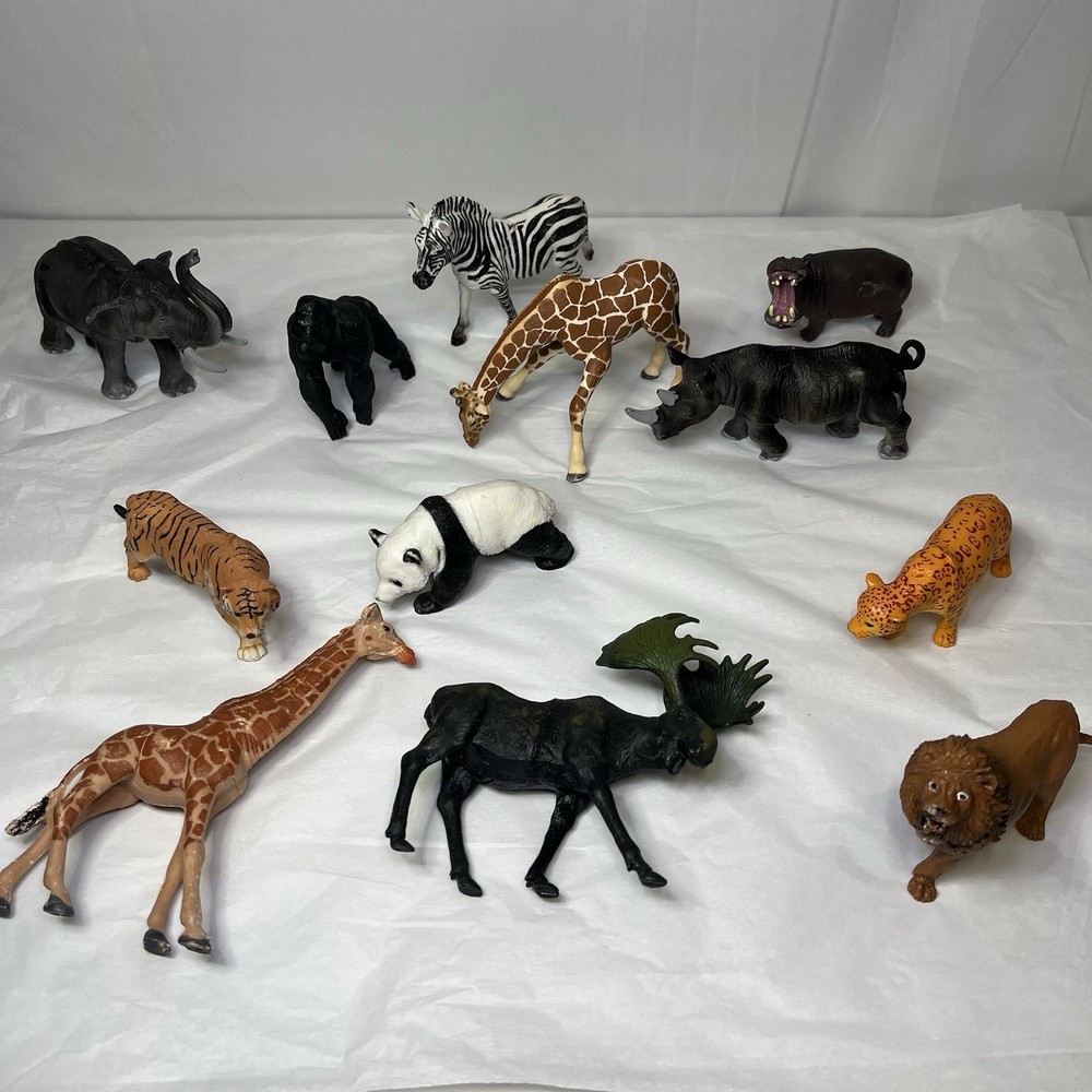 Safari Zoo Wildlife Animal Toy Figures Mixed Lot Of 12 Animals