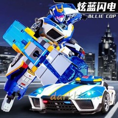 Metal Cardbot BLUE COP Transforming Police Car Robot Action Toy 6.8″