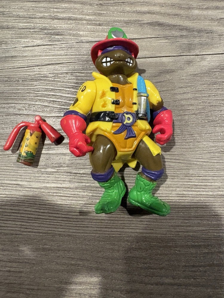TMNT Hose ’em Down Don Firefighter Figure Vintage With Extinguisher