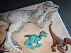 Jurassic World Park Bashers & Biters 8 Pc Lot Indominous Roar Light Up Dinosaurs
