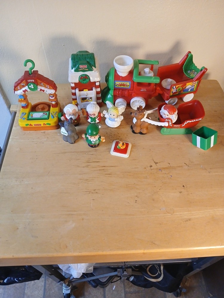 Little People CHRISTMAS VILLAGE Santa Mrs Claus Elf Boy & Reindeer Lot
