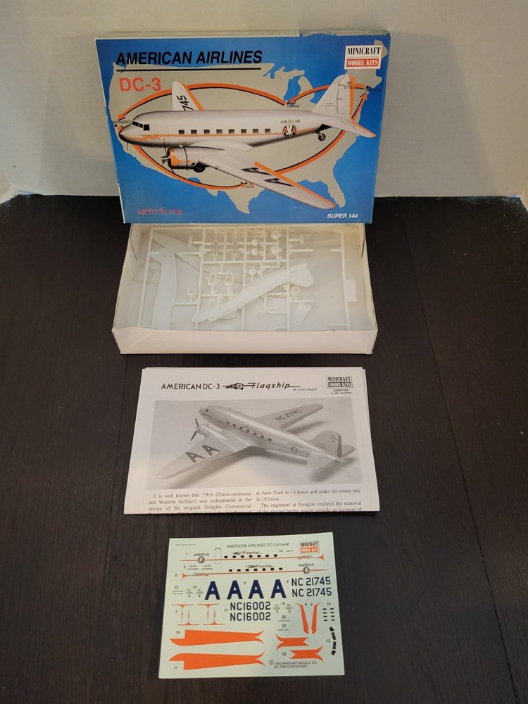 American Airlines DC-3 1/144 MINICRAFT Plane Model Kit MIB NEW Unbuilt