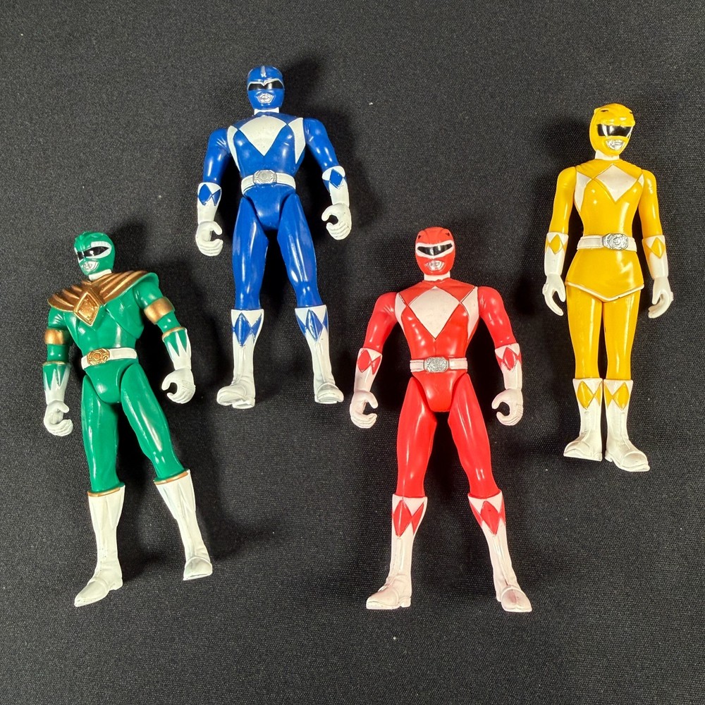 Power Rangers Mighty Morphin Yellow, Red, Green, Blue 4″ Figures 2009 BANDAI