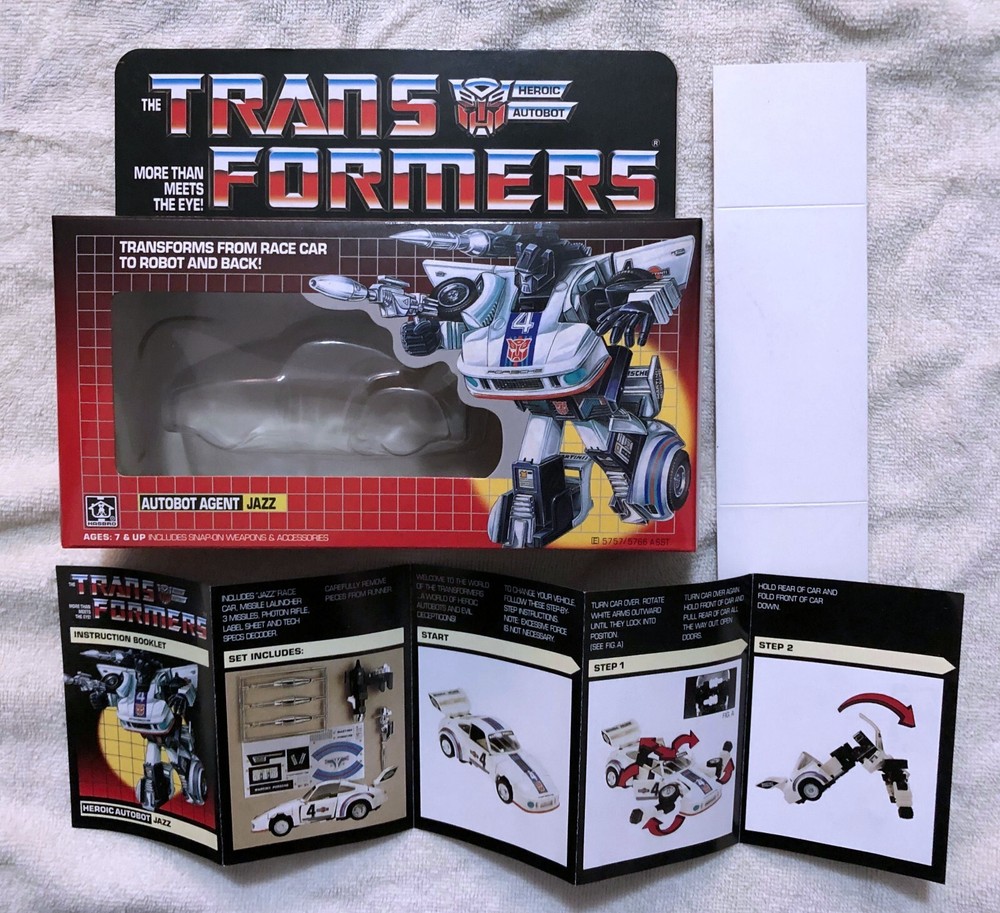 TRANSFORMERS G1 AUTOBOT JAZZ BOX, INSERTS, BUBBLE, & MANUAL NEW! ROBOT