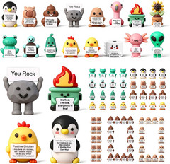 64 Pcs Mini Rubber You Rock Toys Set Mini Rock Figures Positive Gifts Desktop Or