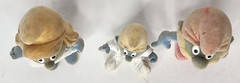 Vintage Fully Jointed Flocked Smurfs Set Papa Baby Smurfette [Bikin, 1988]